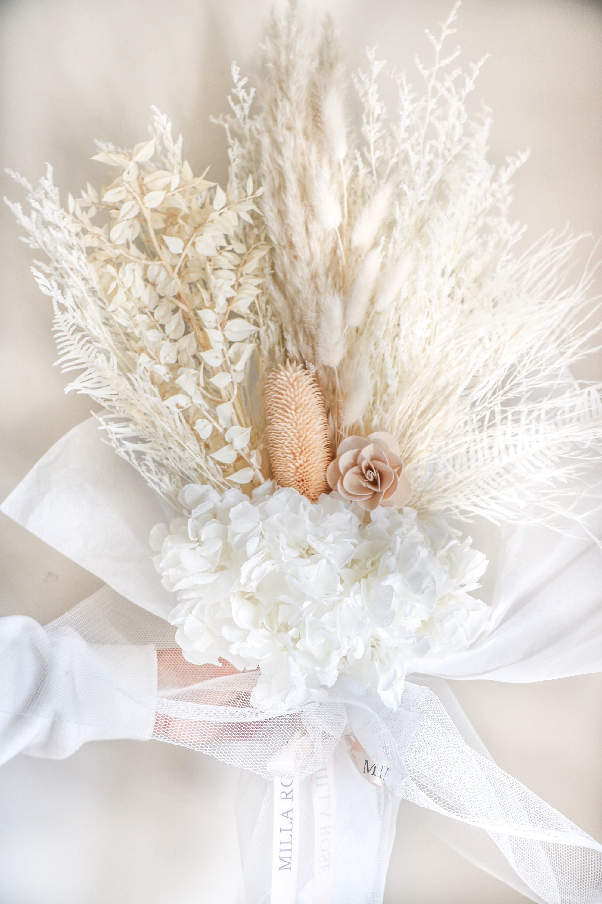 White Dried Flower Bouquet – Milla Rose